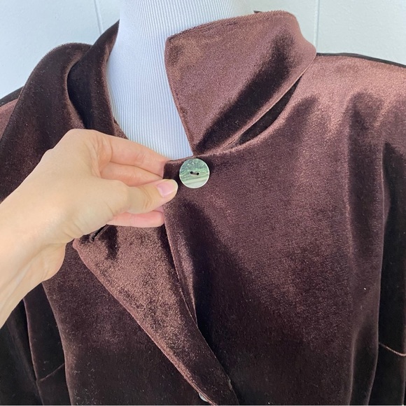 Very Veranesi Sz 22W Brown Velvet Floral Embroidered Jacket Blazer 3/4 Sleeve - Picture 5 of 13